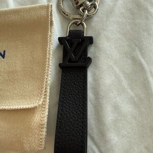 Louis Vuitton Black Matte LV Leather Key Fob Strap